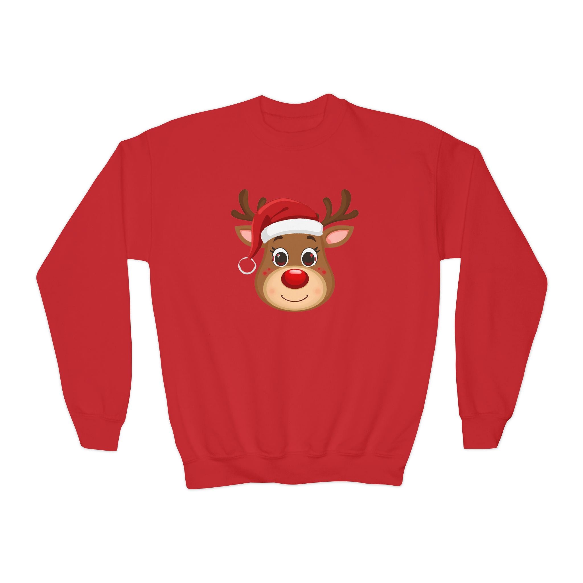 Cute Reindeer Youth Crewneck Sweatshirt Christmas Gift