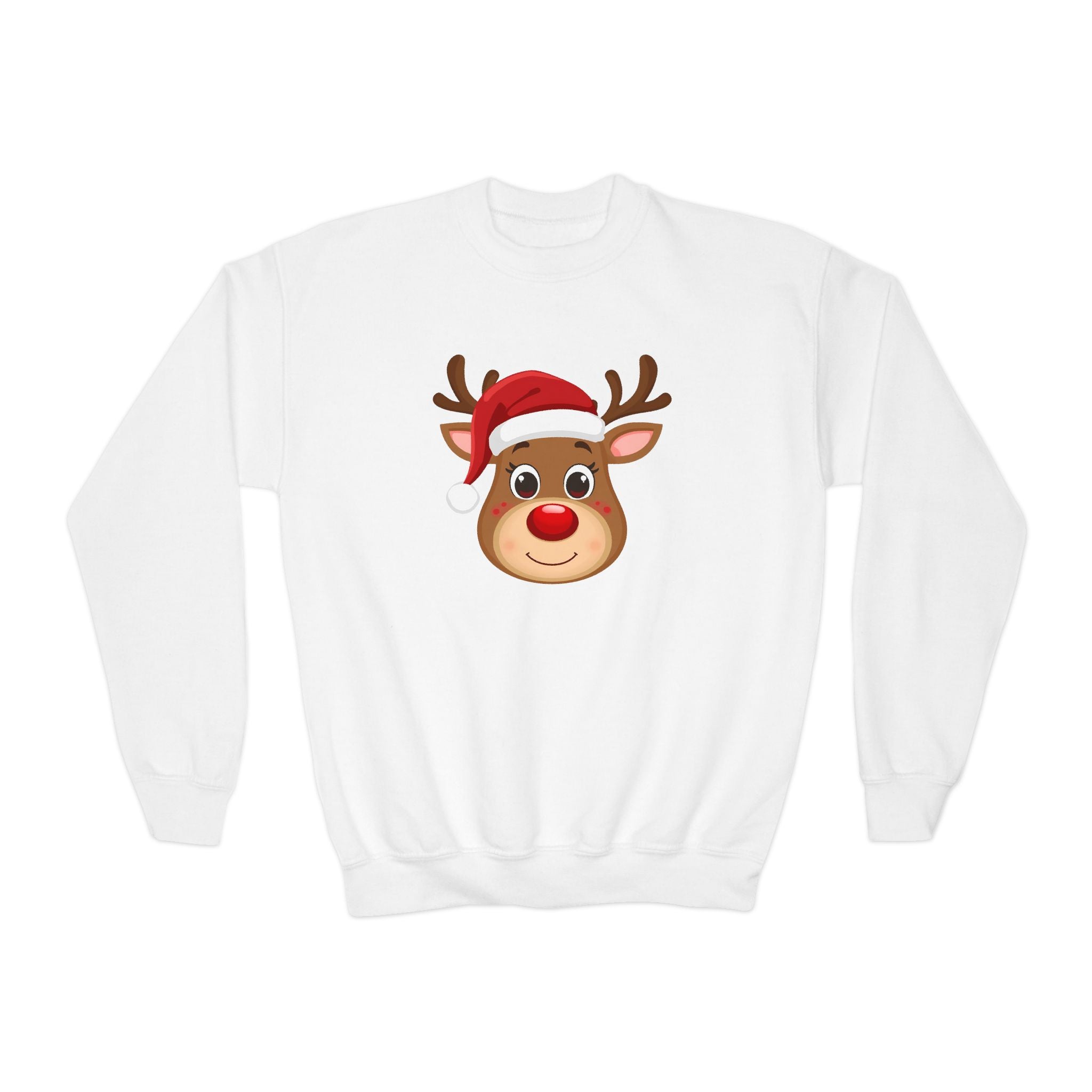 Cute Reindeer Youth Crewneck Sweatshirt Christmas Gift