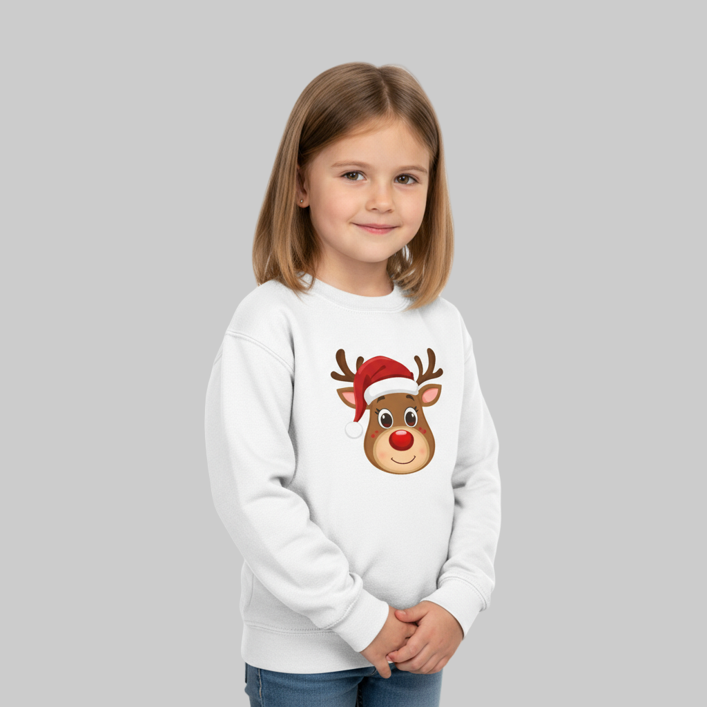 Cute Reindeer Youth Crewneck Sweatshirt Christmas Gift