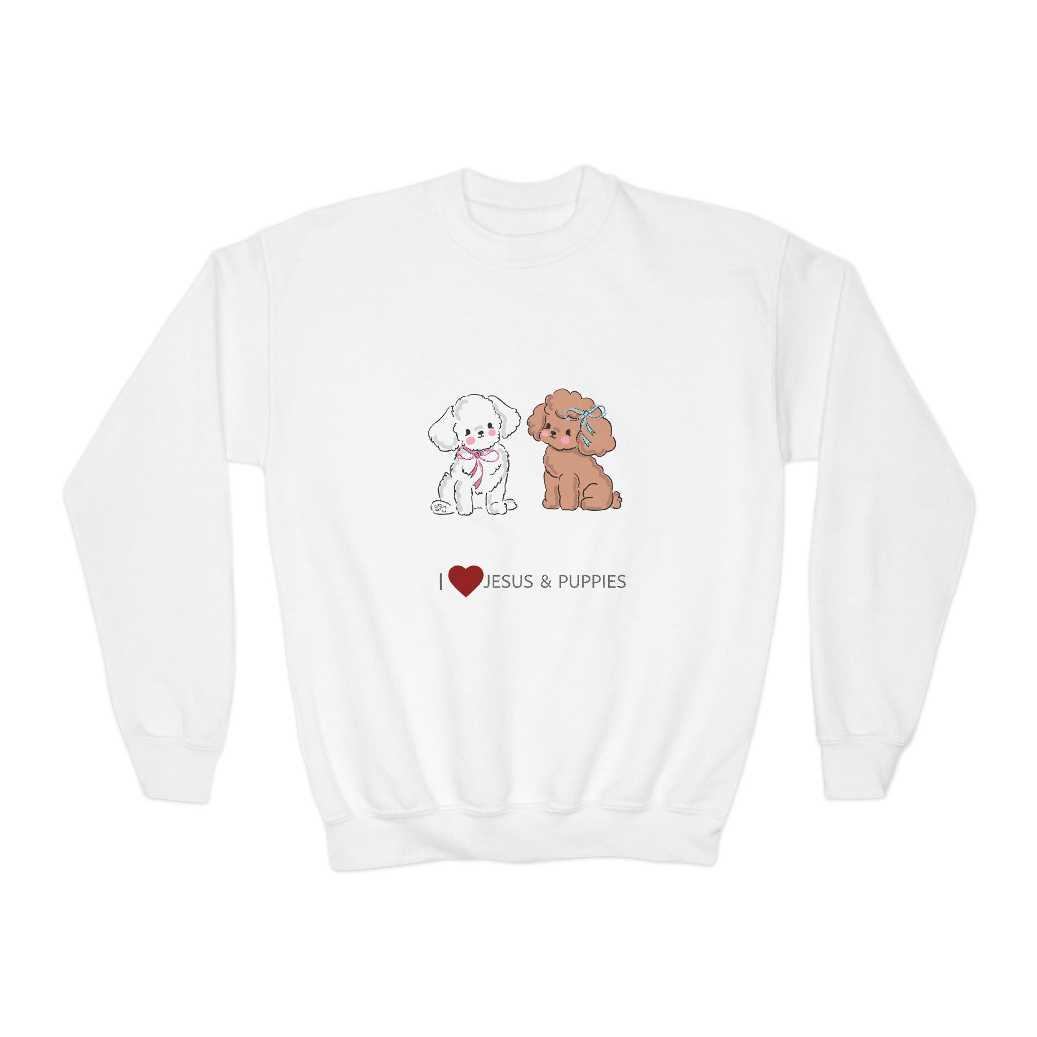 Youth Crewneck Sweatshirt With Cute Puppy Design For Kids