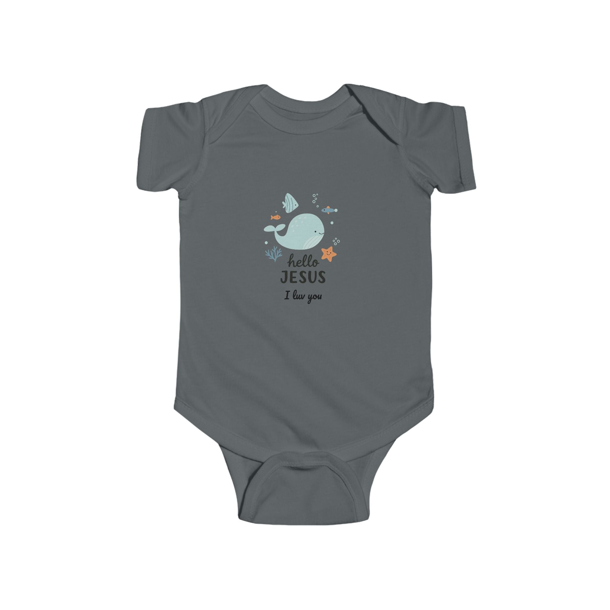 Ocean Themed Christian Baby Bodysuit Hello Jesus I Love You