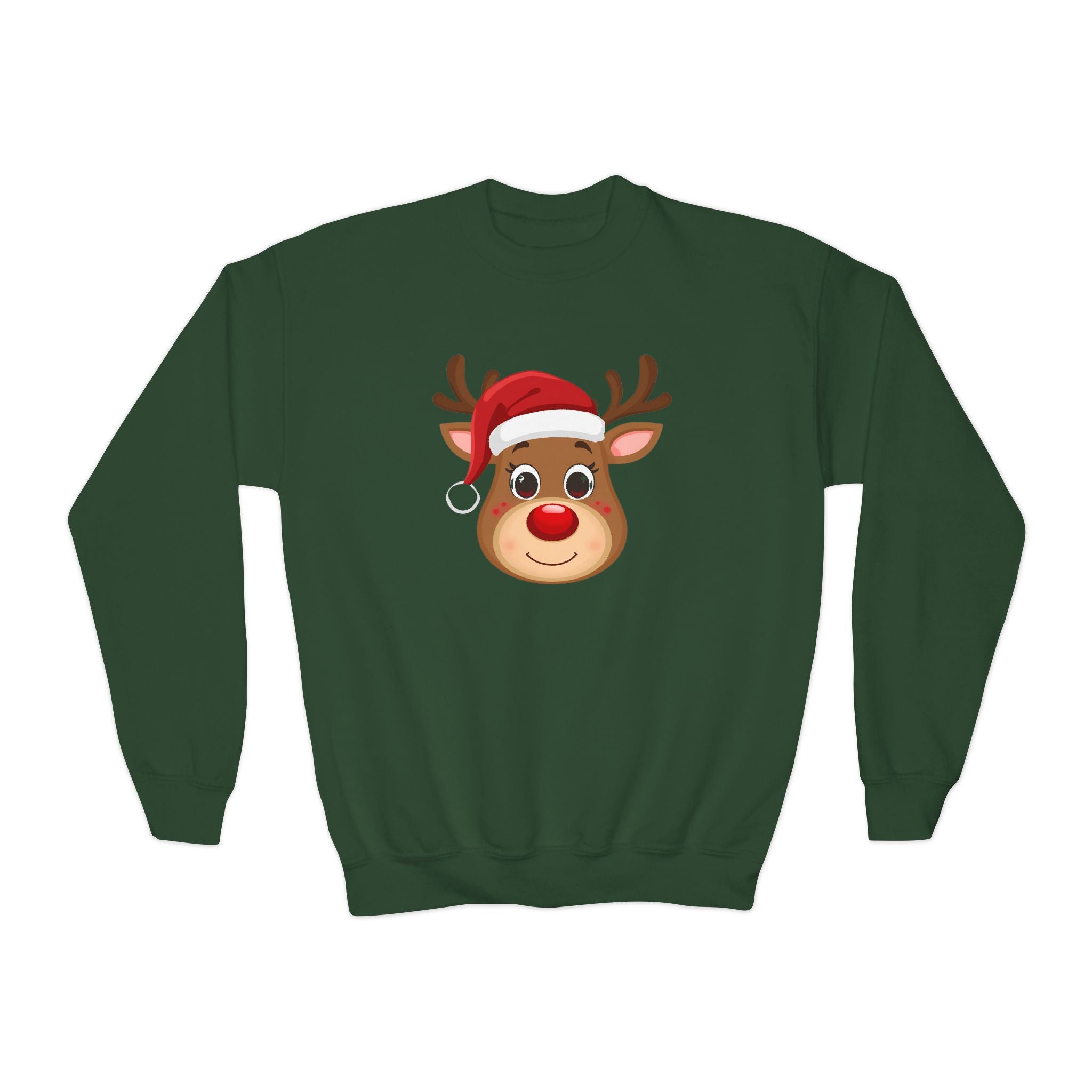 Cute Reindeer Youth Crewneck Sweatshirt Christmas Gift