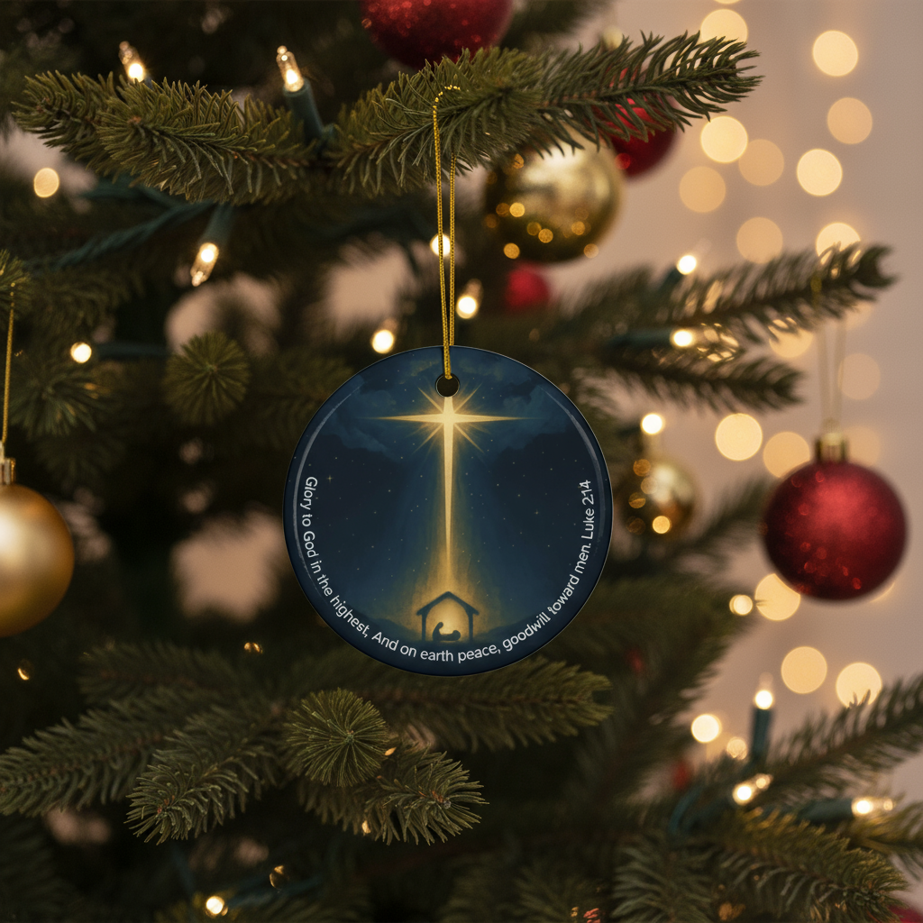 Ceramic Christmas Ornament Luke 2:14 Faith Based Gift