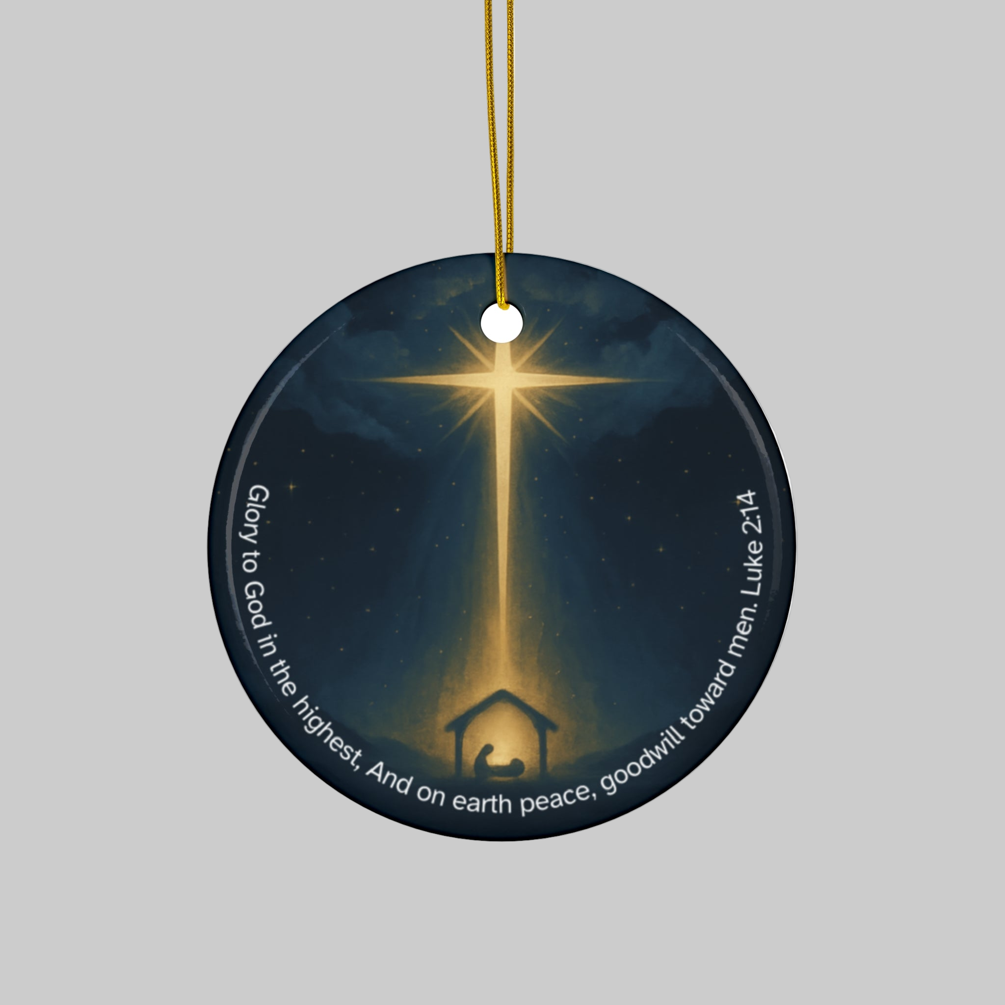 Ceramic Christmas Ornament Luke 2:14 Faith Based Gift