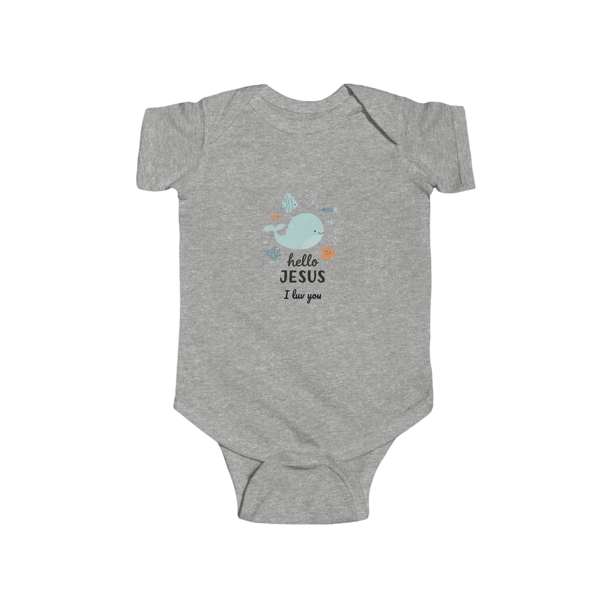 Ocean Themed Christian Baby Bodysuit Hello Jesus I Love You