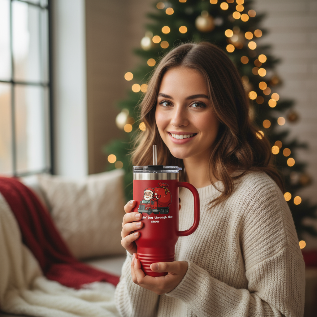 Festive 40oz Insulated Travel Mug for Holiday Cheer