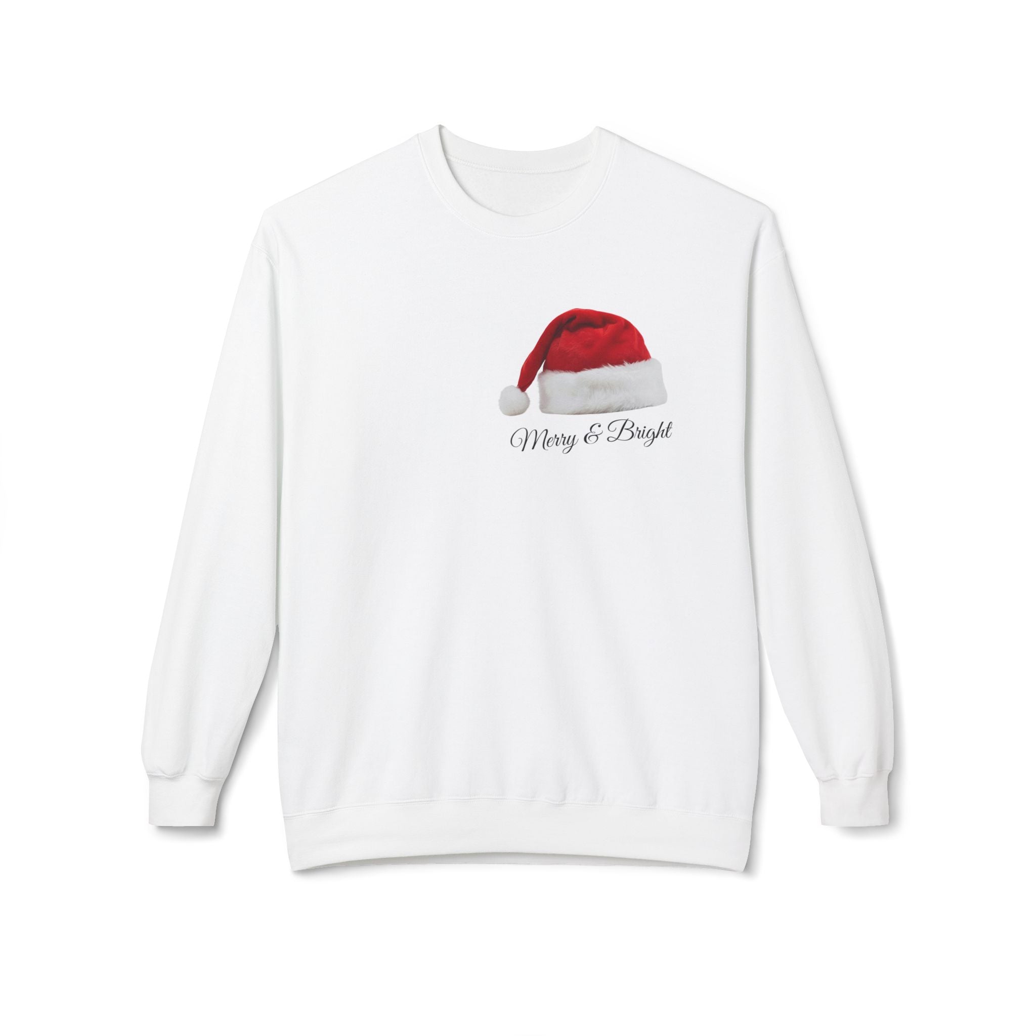 Santa Hat Merry and Bright Unisex Crew Neck Sweatshirt