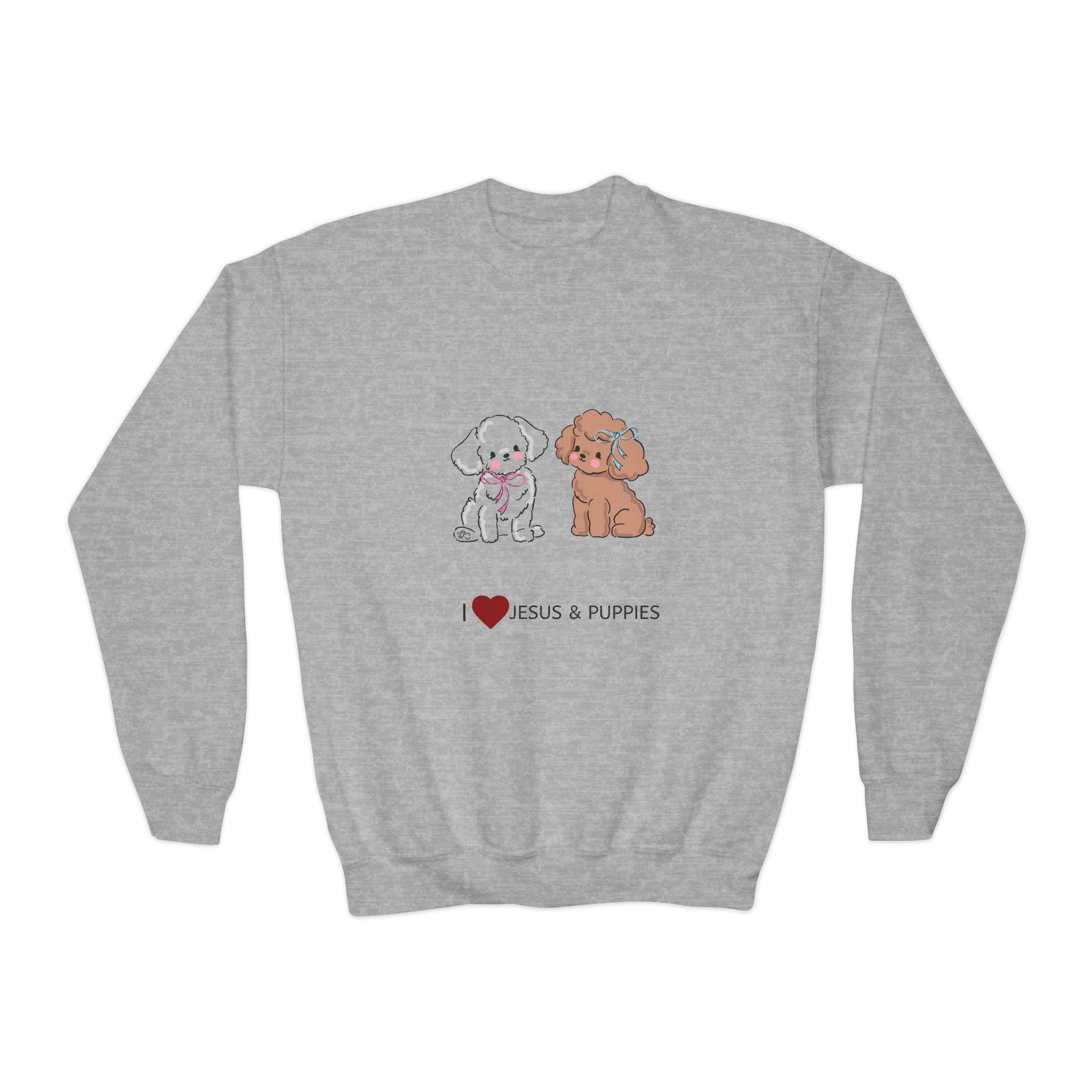 Youth Crewneck Sweatshirt With Cute Puppy Design For Kids