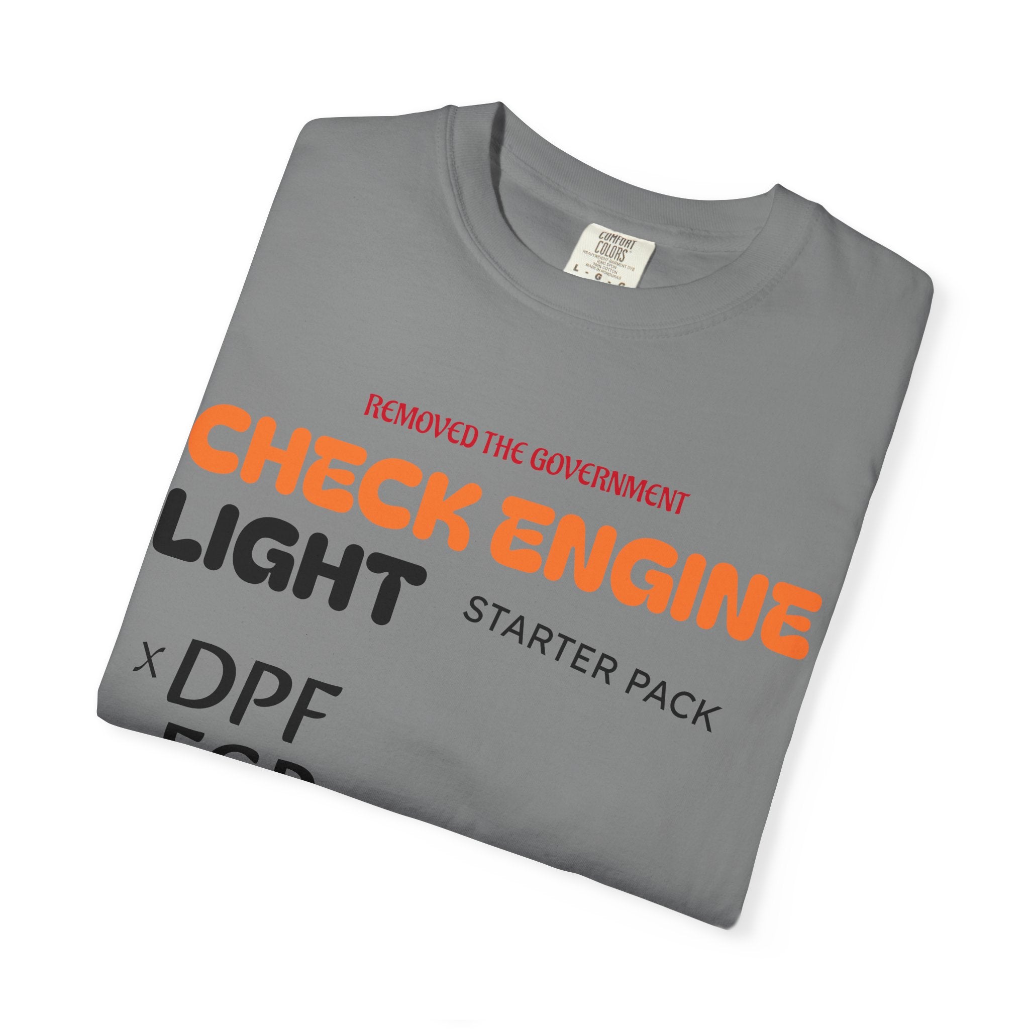Garment Dyed T Shirt Trucker Humor Check Engine Light