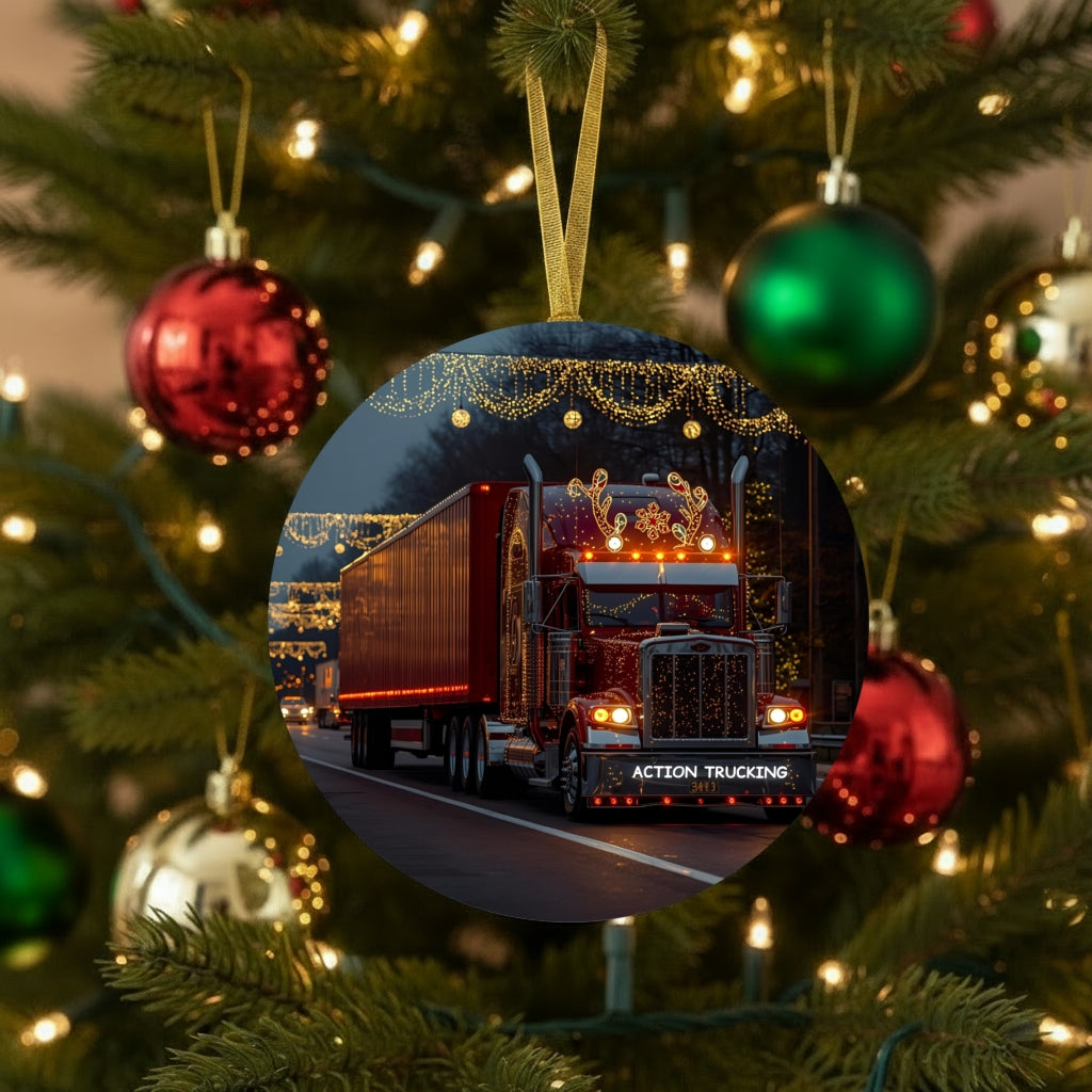 Personalized Trucker Ornament – Night Run Edition (Glass)