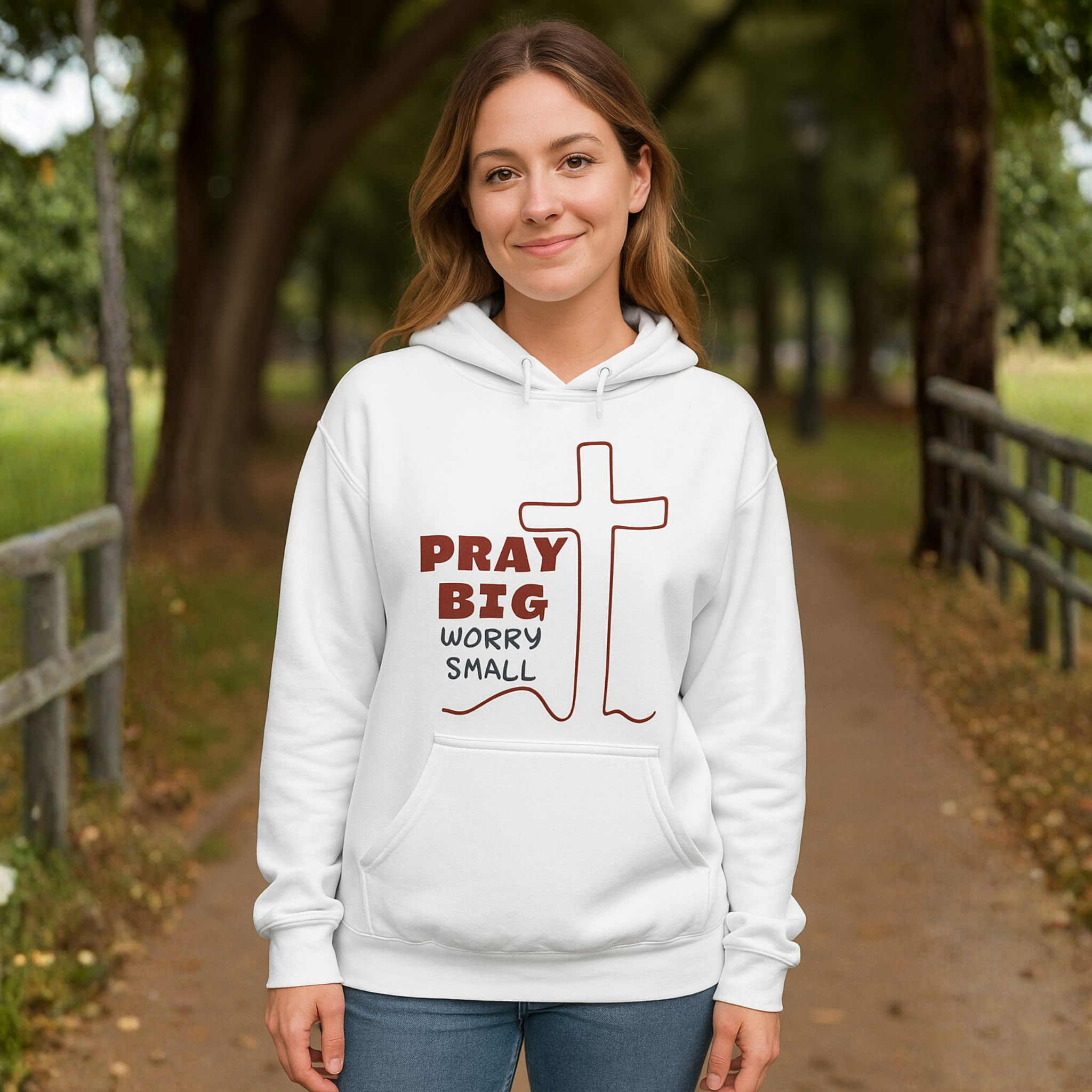 Pray Big Worry Small Hoodie Inspirational Gift Faith Daily